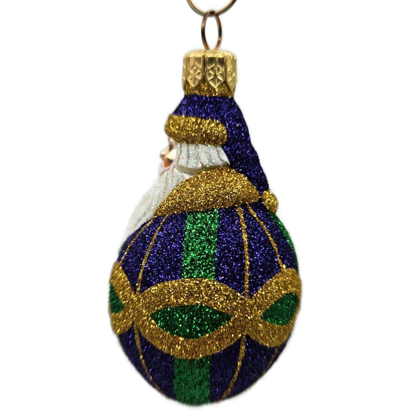 Patricia Breen Miniature Faberge Santa Claus Plaid Purple Christmas Ornament