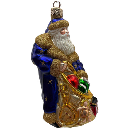 Patricia Breen Presents Blue Santa Claus Gifts Toys Stars Christmas Ornament