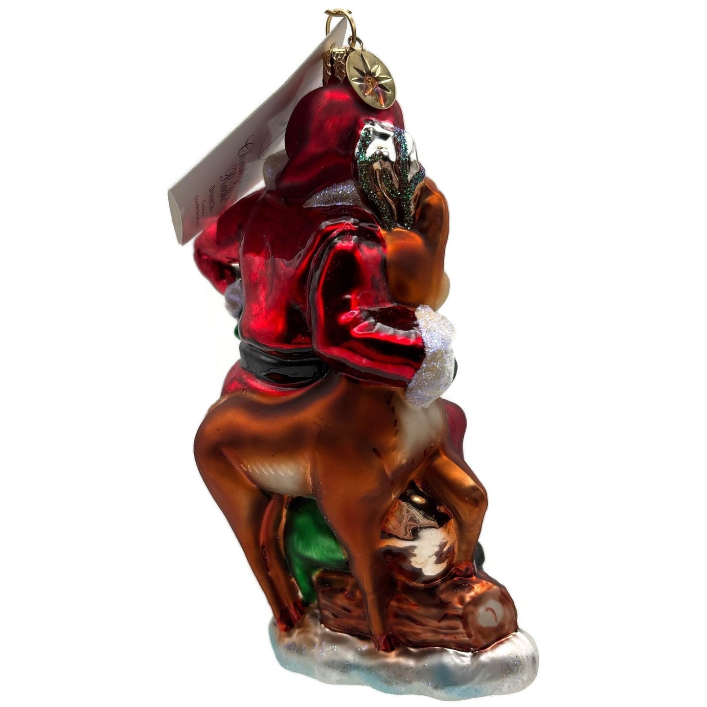 Christopher Radko Dynamic Duo Santa Rudolph Glass Christmas Ornament 01-1084-0