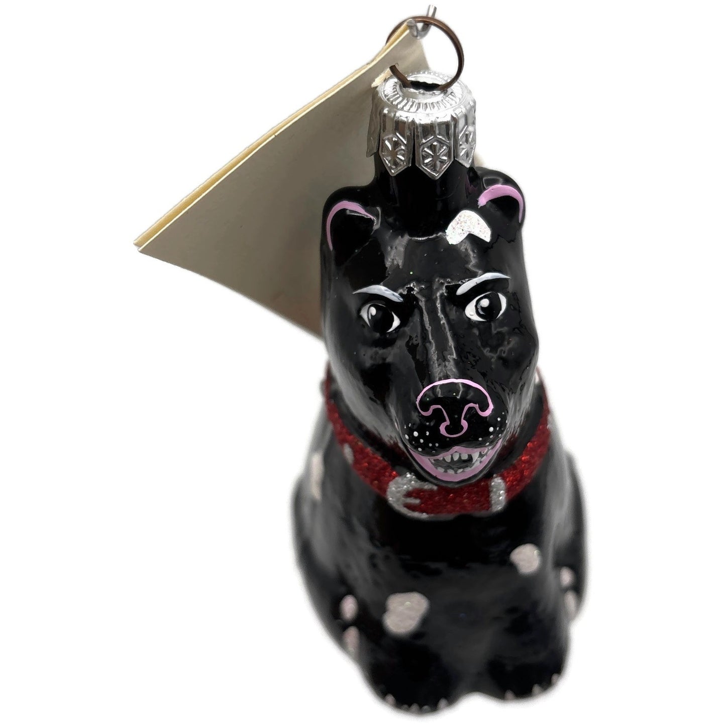 Patricia Breen Laughing Dog Black Fangs Sitting Pet Christmas Tree Ornament