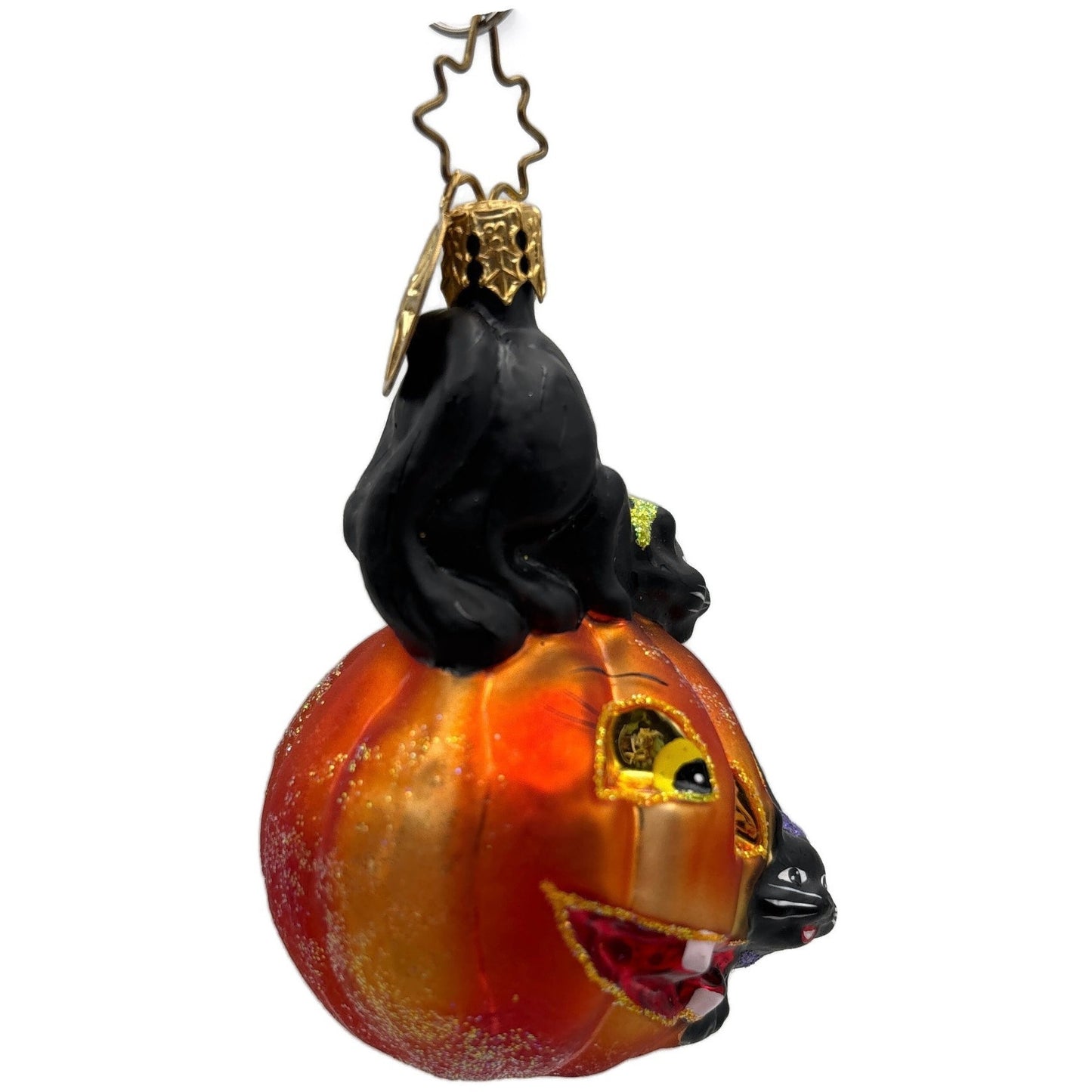 Christopher Radko Cat O'Lantern Gem Orange Pumpkin Halloween Ornament 01-0851-0