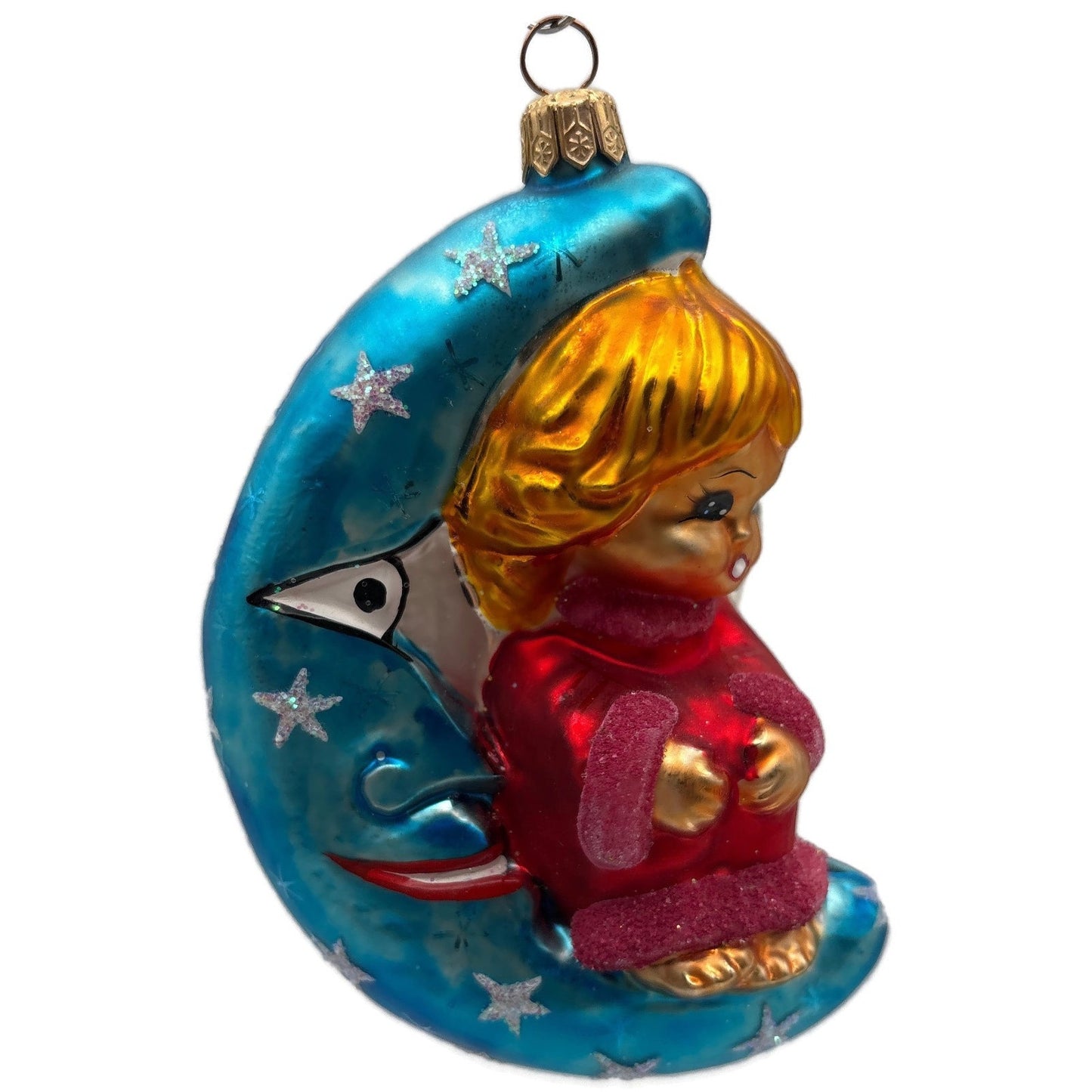 Christopher Radko Watch Over Me Blue Moon Stars Christmas Tree Ornament 97-SP-26