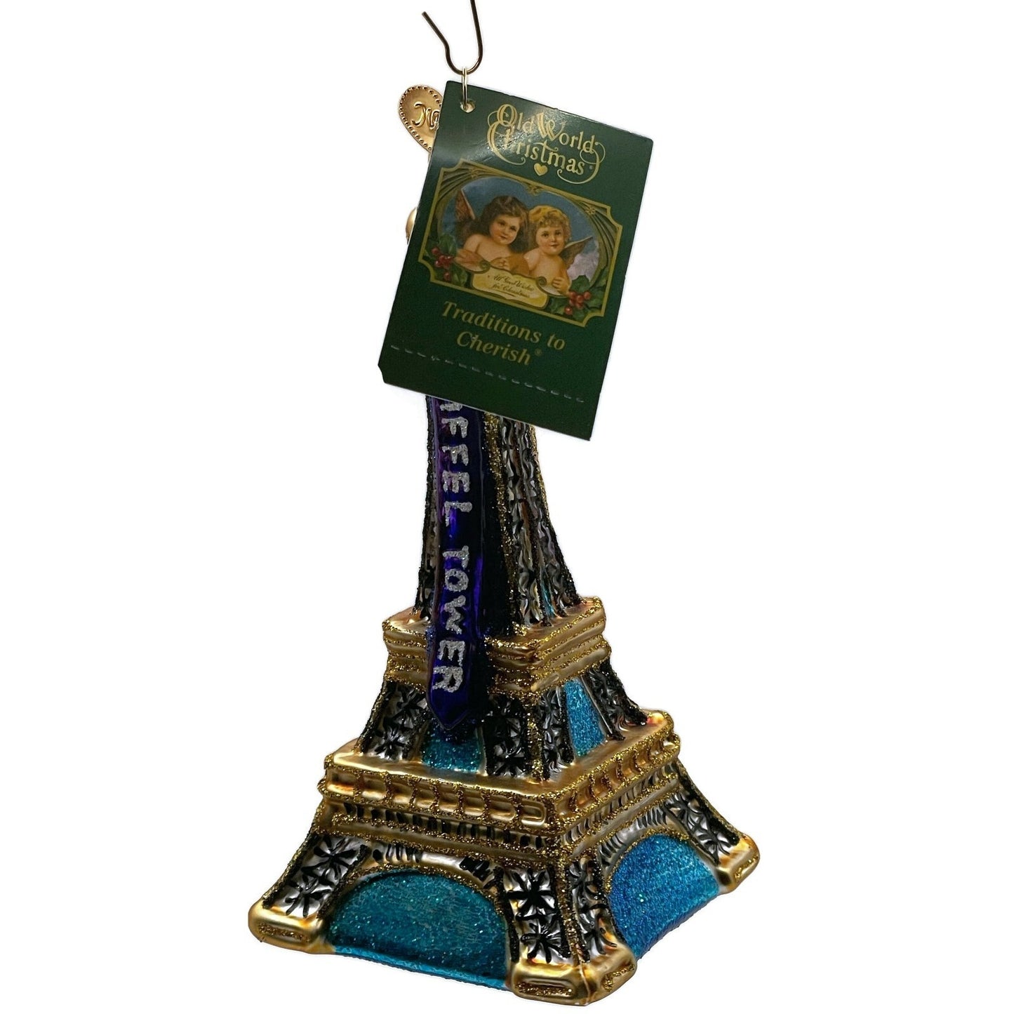 OWC Eiffel Tower Paris Ornament Glass Old World Christmas Holiday Tree Decor