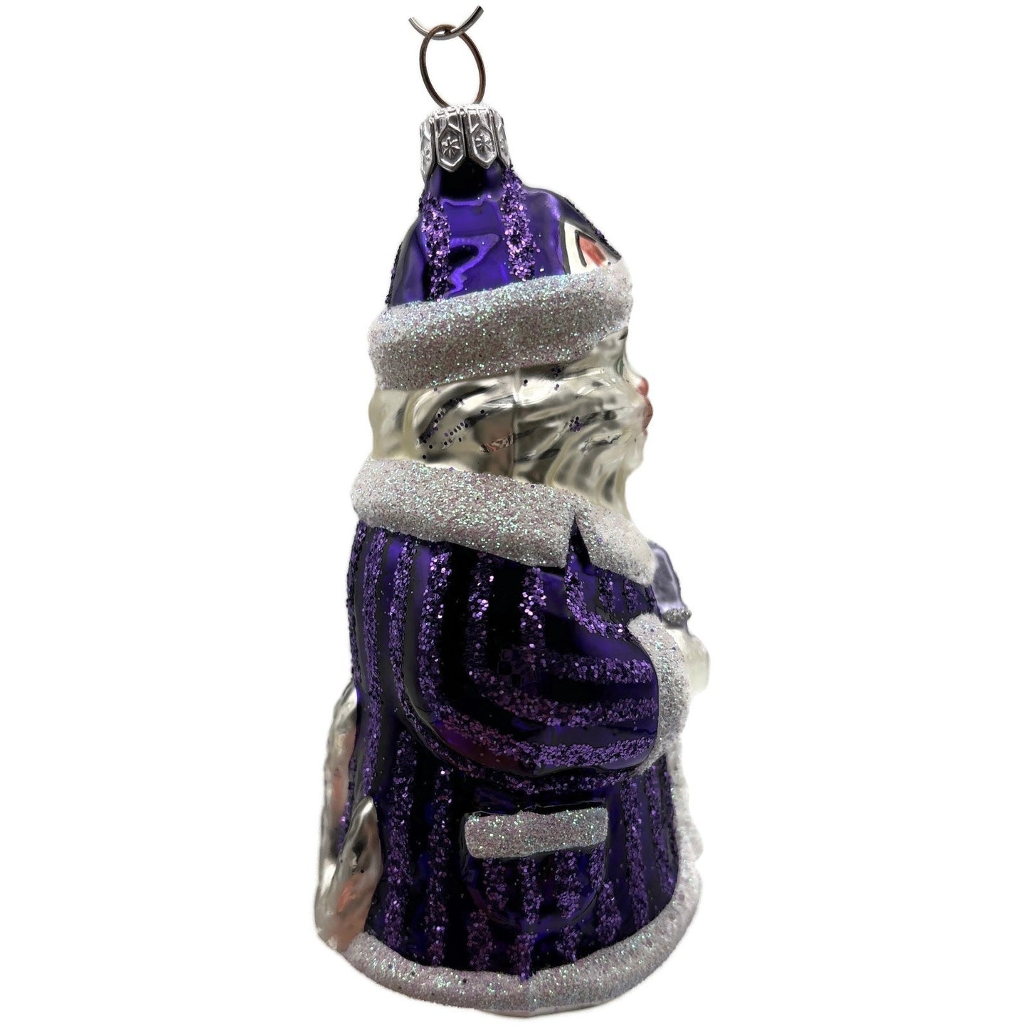 Patricia Breen Kitty Claus Purple Stripes Cat Christmas Tree Ornament CATZ
