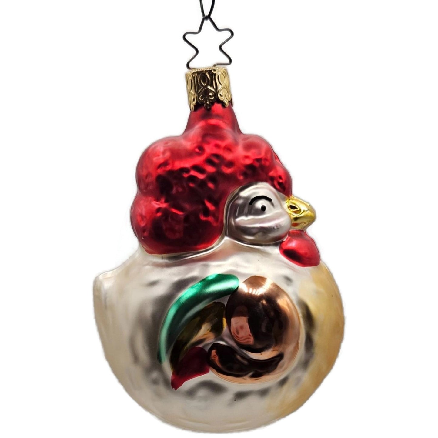 Inge Glas Proud Rooster Old World Christmas Hand Blown Glass Holiday Ornament