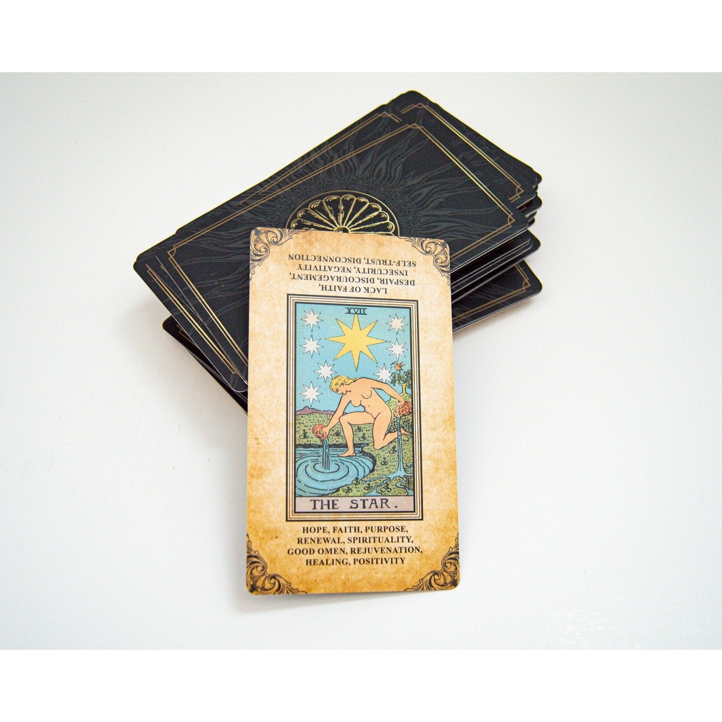 Tarot Deck with Keywords 78 Cards Rider Waite Style Matte Finish Antique Style