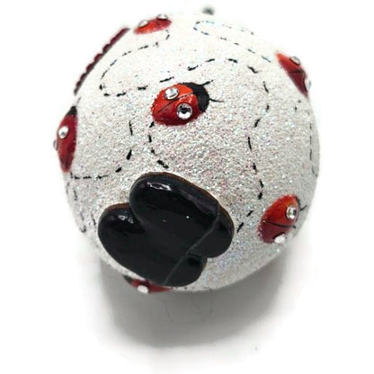 Patricia Breen Easter Egg Masquerade Ladybugs Pearl White Red Christmas Ornament