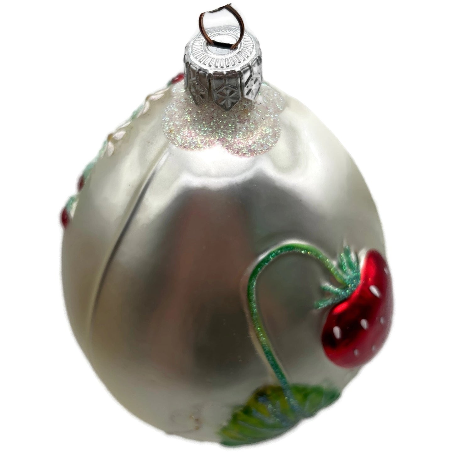 Patricia Breen Strawberry Egg Matte Fruit Green Pearl Red Easter Ornament NM