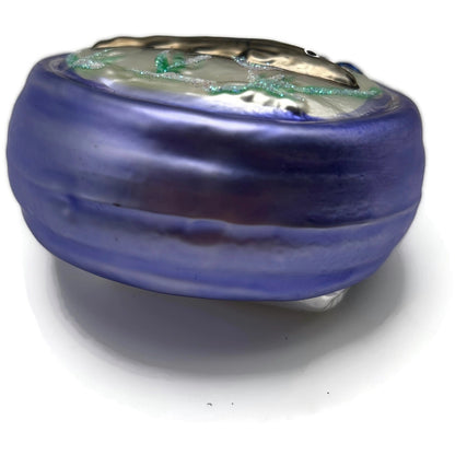 Patricia Breen Caviar Tin Lavender Violet Fish Egg Glass Christmas Ornament 9606