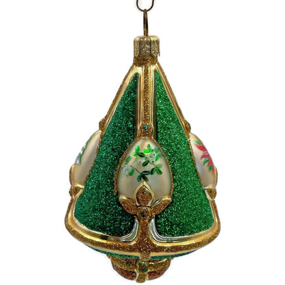 Patricia Breen Ornament Perchins Tree Green Holly Poinsettia Christmas Tree