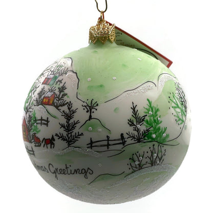 Heartfully Yours Orb Winter Valley Scenery Village Snow Christmas Tree Ornament