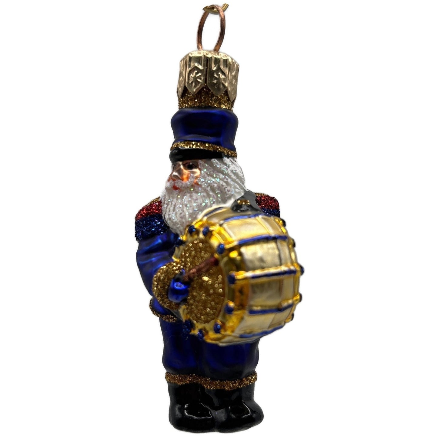 Patricia Breen Drummer Santa Claus Blue Gold Musical Christmas Tree Ornament