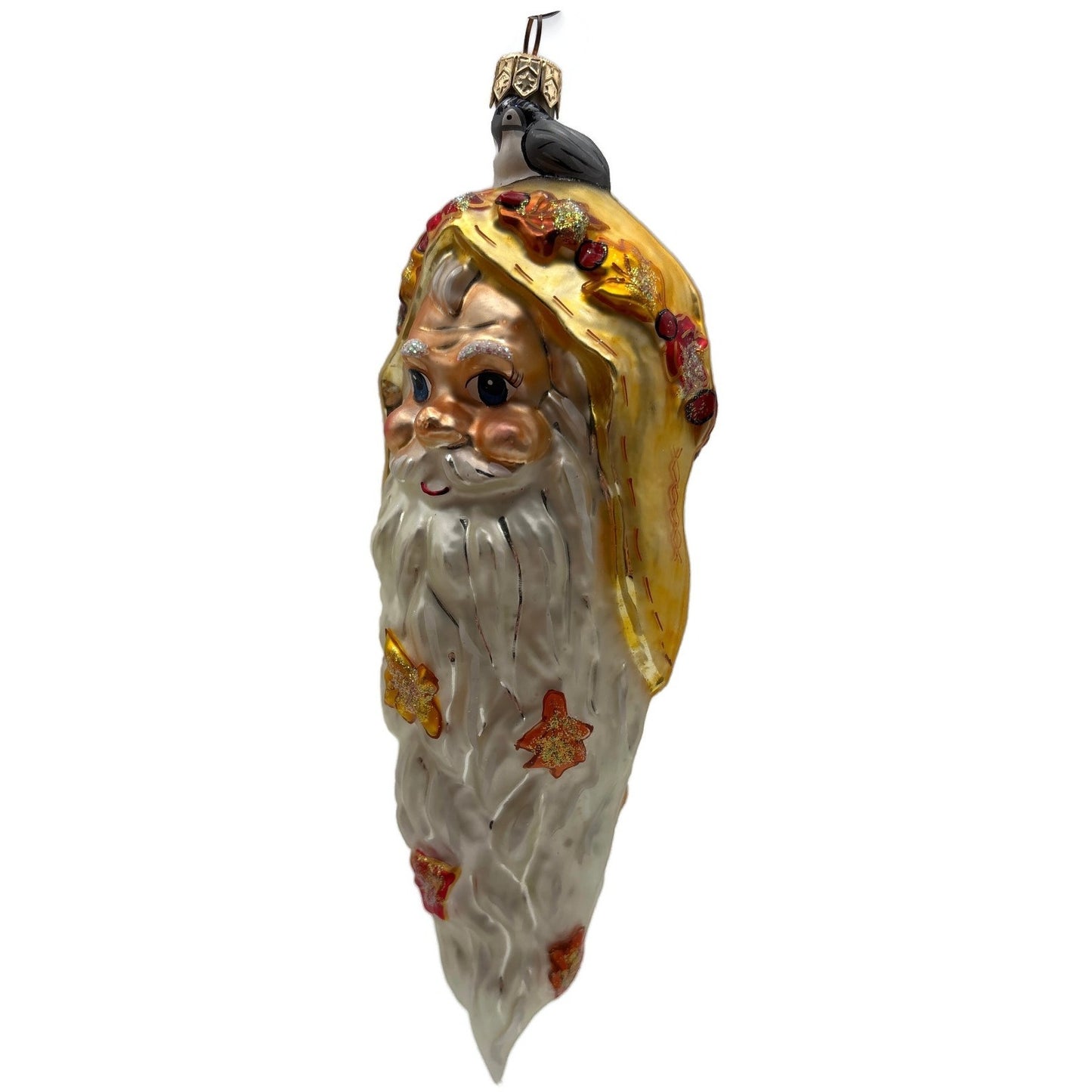 Christopher Radko Santa Cicle Glass Head Fall Leaves Christmas Ornament 997120