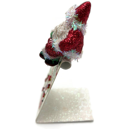 Patricia Breen Christmas Is Here Holly Sprig Santa Red Free Standing Ornament