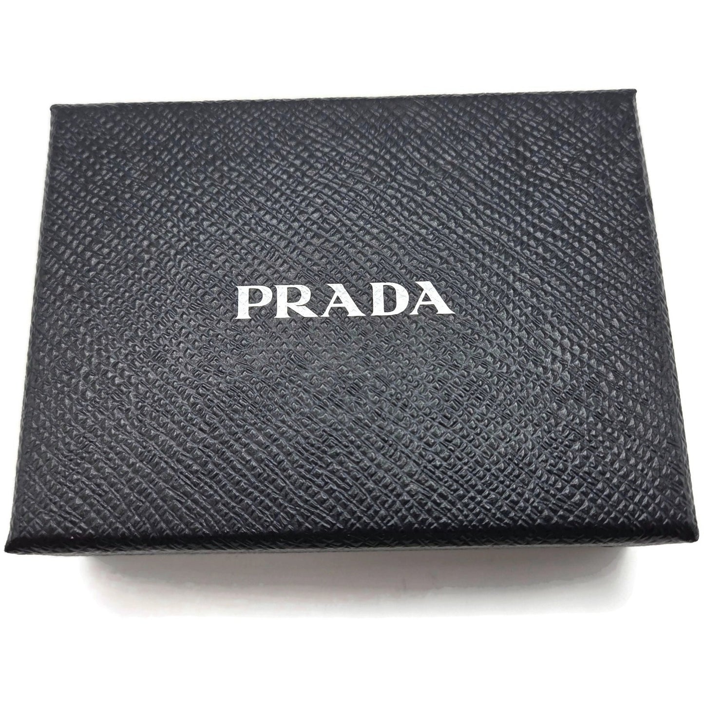 Prada Teddy Bear Keychain Purse Charm Beige Black Saffiano Leather with Crystals