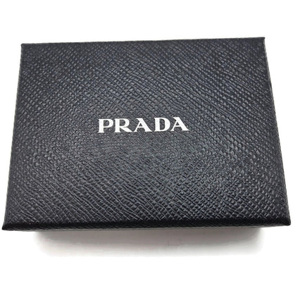 Prada Teddy Bear Keychain Purse Charm Beige Black Saffiano Leather with Crystals