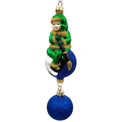Patricia Breen Jingles the Elf Green Suit Blue Ball Christmas Holiday Ornament