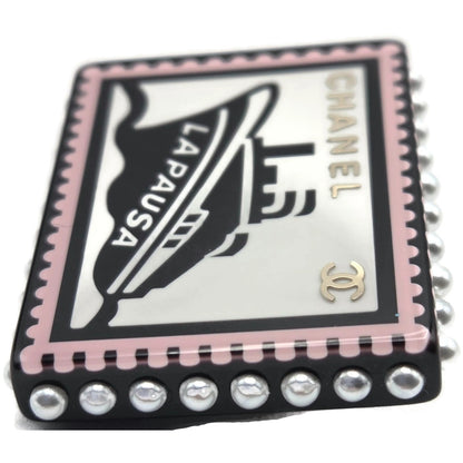 Chanel 19C La Pausa Yacht Stamp Brooch Pin CC Logo Cruise Ship Pea AB0921 Y47494