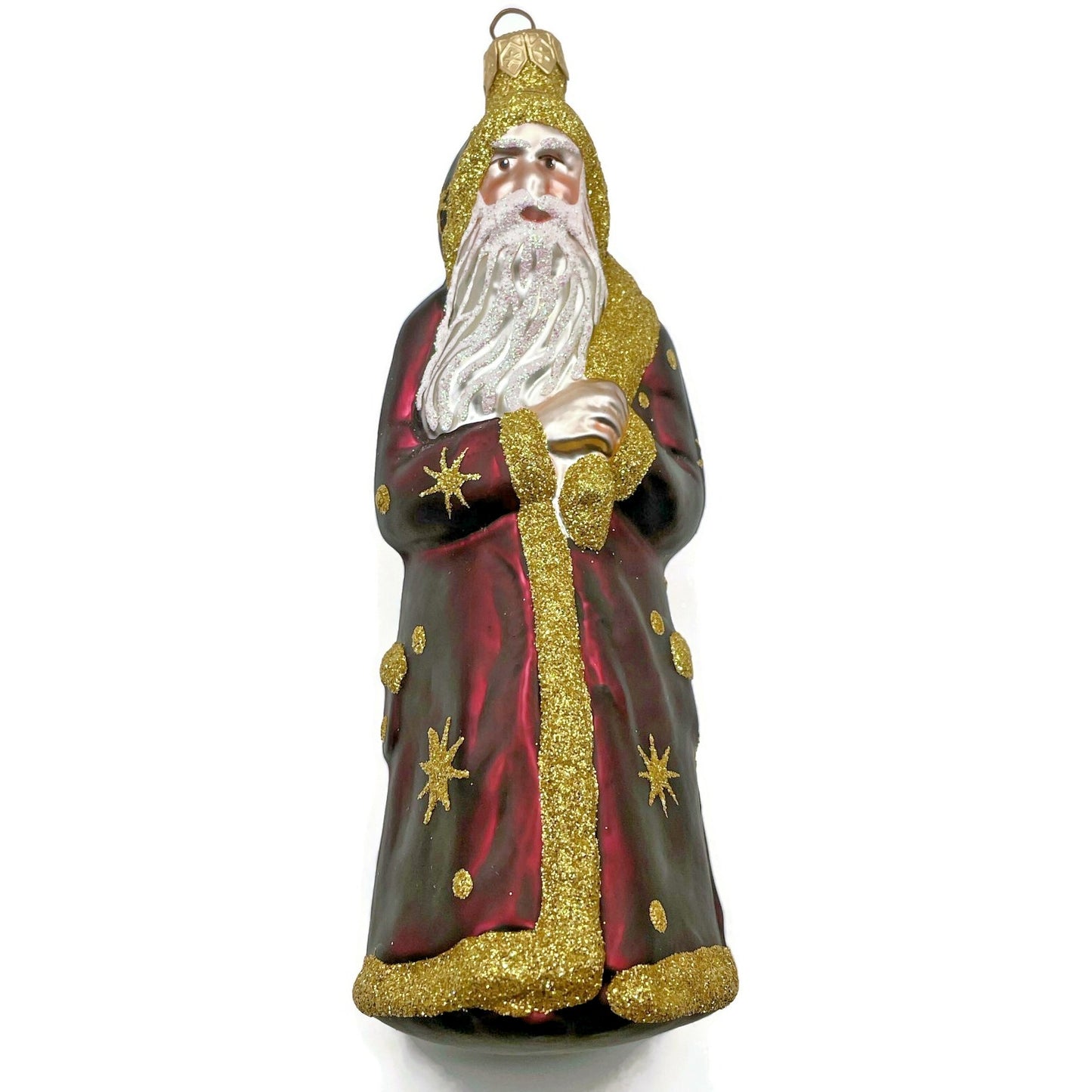 Patricia Breen Father Time Bordeaux Polka Dots Snowflakes Christmas Ornament