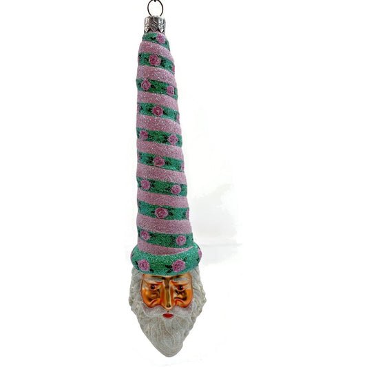 Patricia Breen Ornament Sucre Santa Pink Green Roses Spring Christmas Tree Decor