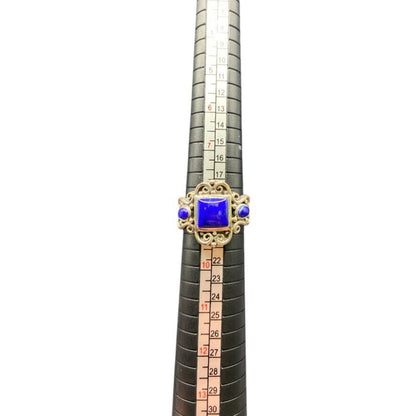 Lapis Lazuli Metamorphic Stone Ring 925 Sterling Silver Filigree NK Deep Blue 9