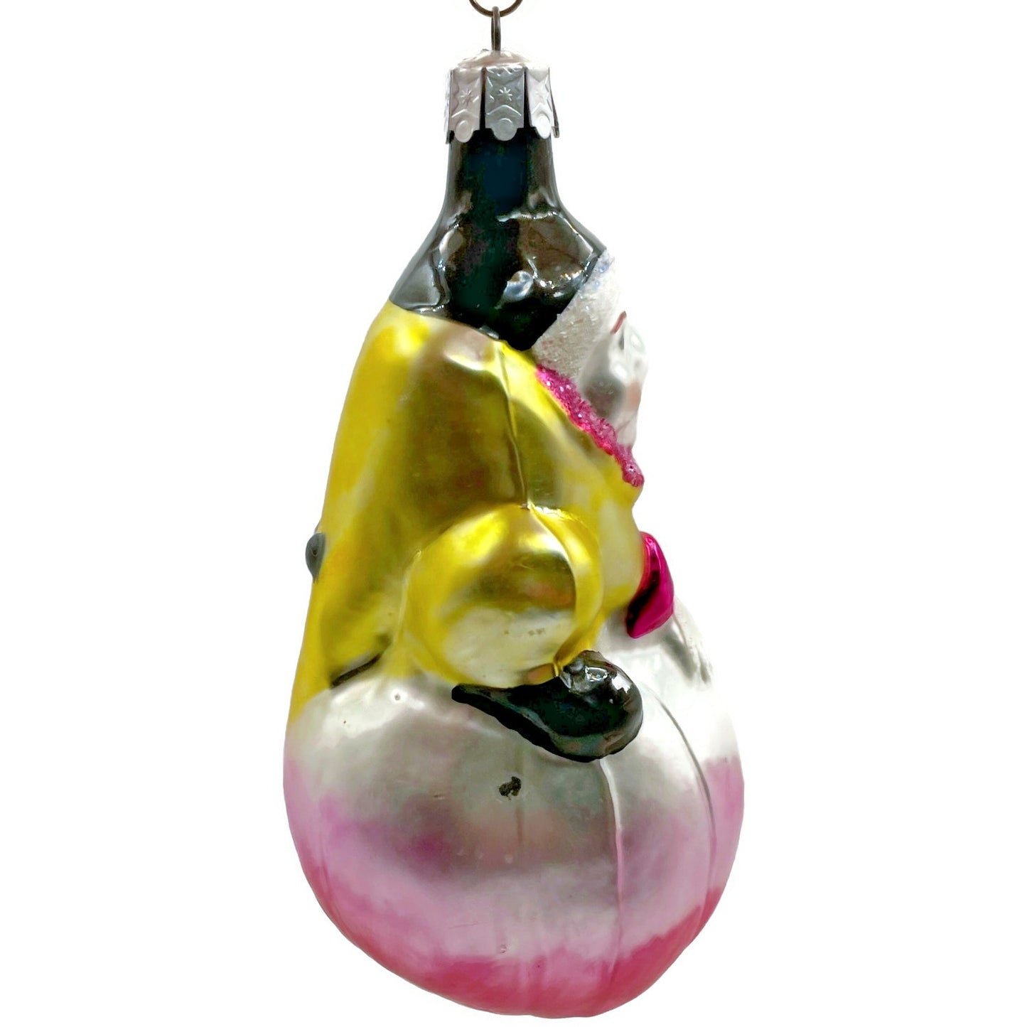 Christopher Radko Roly Poly Circus Clown Yellow Christmas Tree Ornament 91-032-1