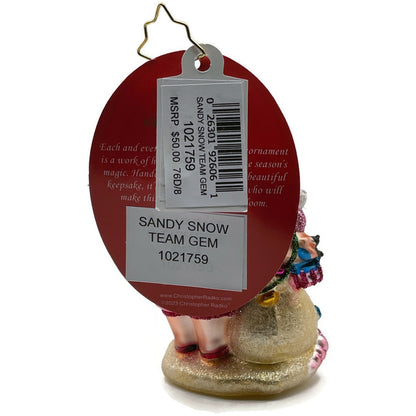 Christopher Radko Sandy Snow Team Gem Santa Claus Beach Christmas Ornament