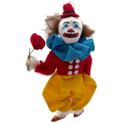 Gladys Boalt Circus Clown Rose Red Handmade Fabric Christmas Tree Ornament 1993