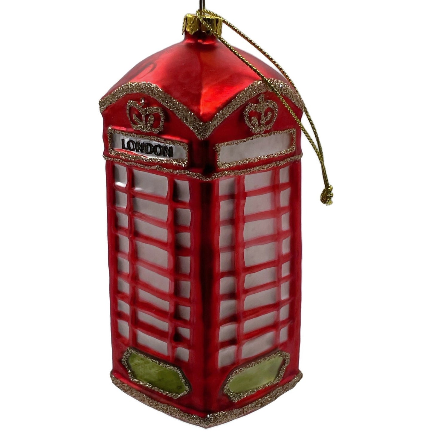 London Phone Booth Ornament Red Blown Glass Christmas Holiday Tree Decoration