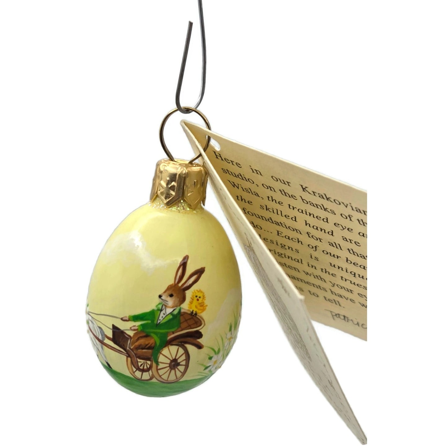 Patricia Breen Miniature Egg Surprise Rex Rides Glass Easter Bunny Tree Ornament