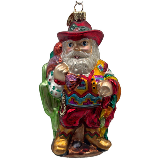 Christopher Radko Cowboy Santa Boots Christmas Tree Ornament Glass 00-QVC-2