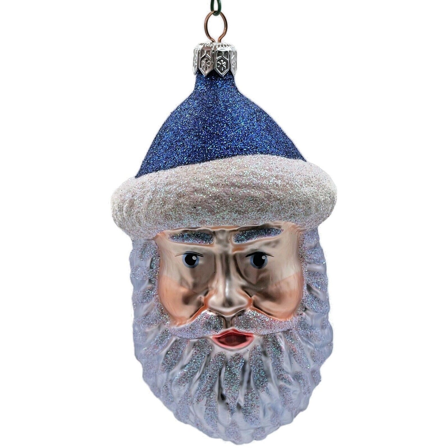 Patricia Breen Blow Ye Winds Blue Hat Santa Claus Head Christmas Tree Ornament