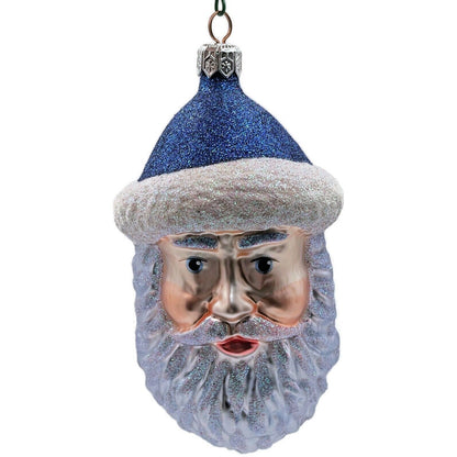 Patricia Breen Blow Ye Winds Blue Hat Santa Claus Head Christmas Tree Ornament