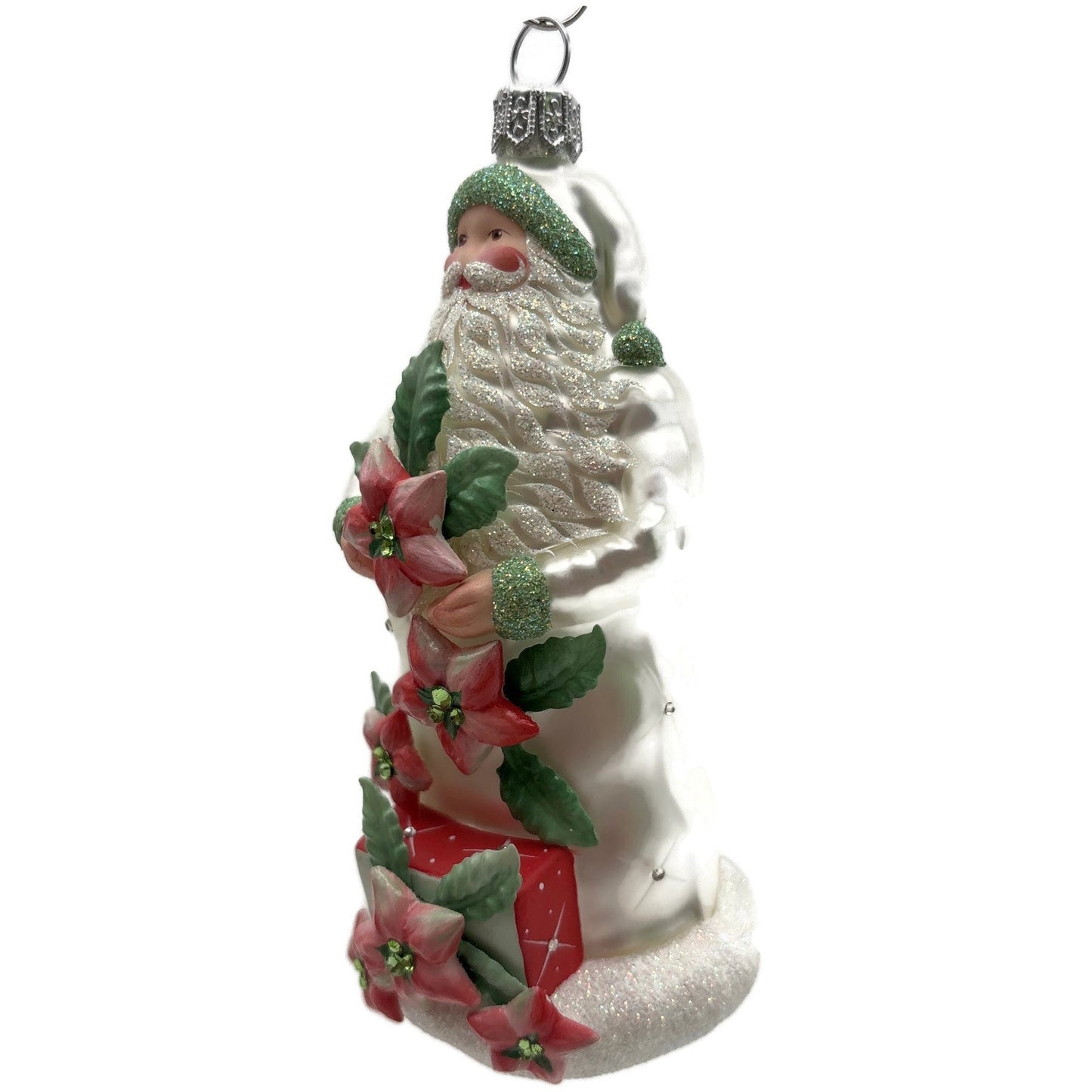 Patricia Breen Se Delecter Poinsettia Santa Claus Snowflakes Christmas Ornament