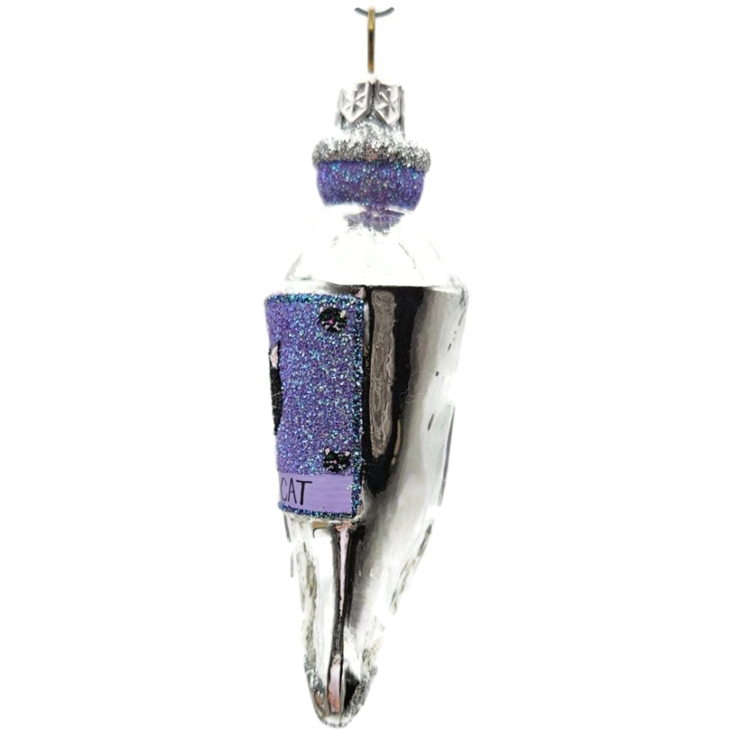 Patricia Breen Miniature Paint Tube Black Cat Art Lavender Halloween Ornament