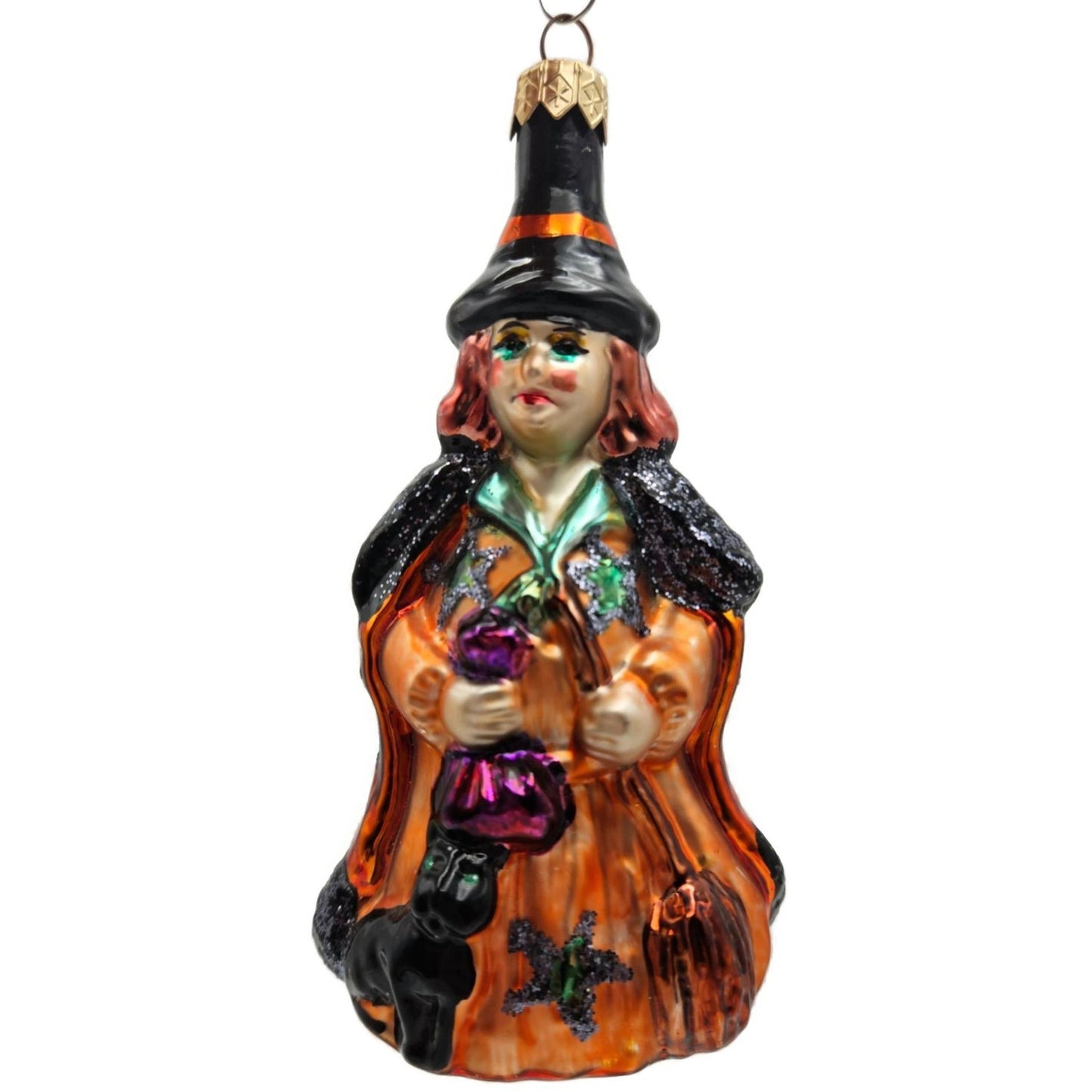 Christopher Radko Witch Orange Stars Dress Halloween Christmas Tree Ornament