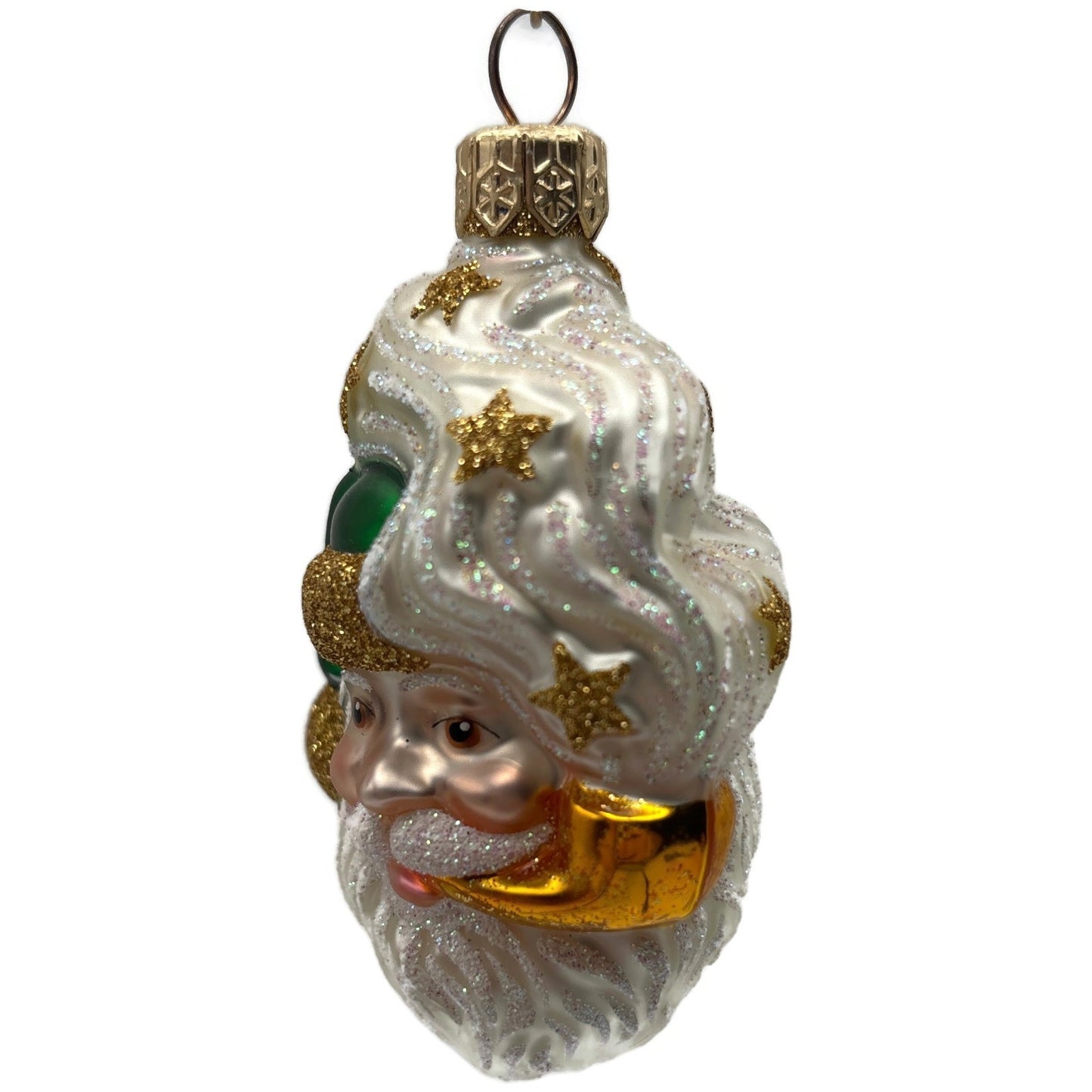 Patricia Breen Miniature Merry Olde Elf Green Gold Stars Christmas Tree Ornament