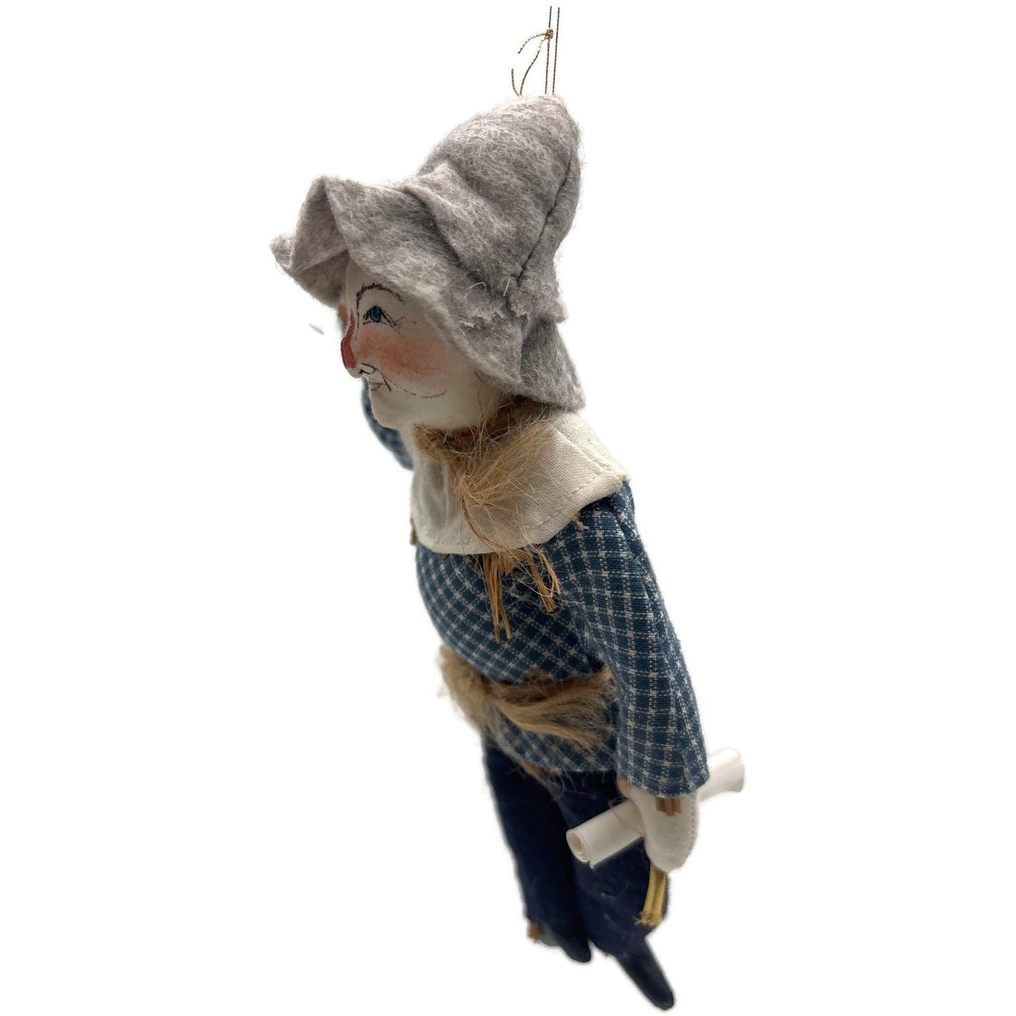 Gladys Boalt Scarecrow Wizard Of Oz Blue Fabric Christmas Tree Ornament Signed