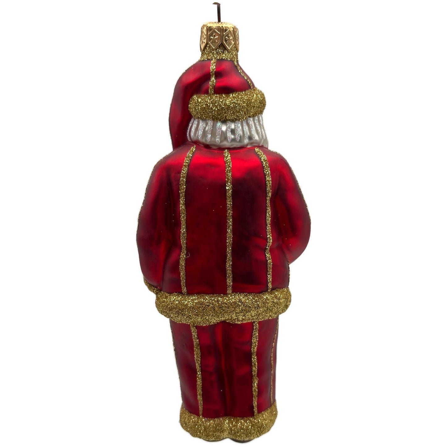 Patricia Breen Ring in the New Red Santa Claus Gold Striped Christmas Ornament