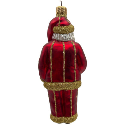 Patricia Breen Ring in the New Red Santa Claus Gold Striped Christmas Ornament