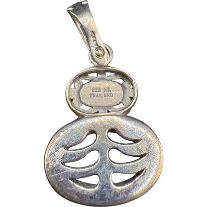 Purple Ruby Oval Cabochon Gemstone Pendant 925 Sterling Silver NK Signed