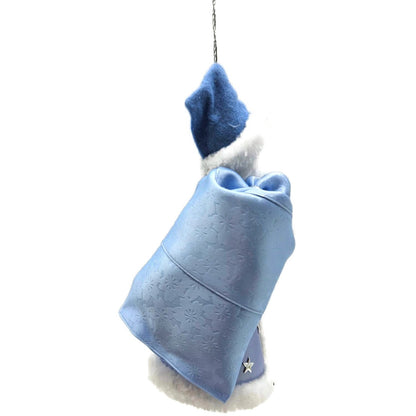 De Carlini Blue Santa With Bag Stars Italian Glass Fabric Christmas Ornament