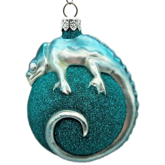 Patricia Breen Chameleon Turquoise Glittered Christmas Holiday Tree Ornament