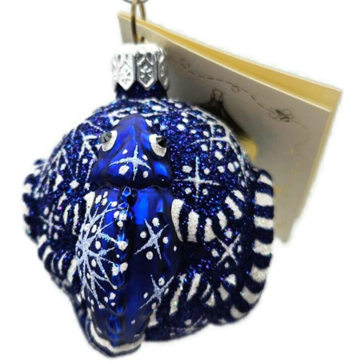 Patricia Breen For James Twice Snowflakes Cobalt Blue Chameleon Ornament 2581