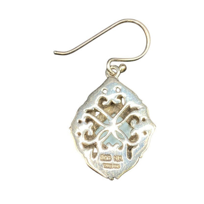 Larimar Fish Hook Earrings Cushion Cut Gemstone 925 Sterling Silver NK Thailand