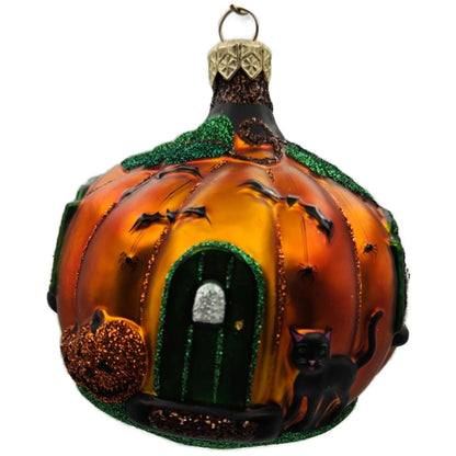 Patricia Breen Pumpkin Cottage Orange Bats Matte Halloween Ornament Signed