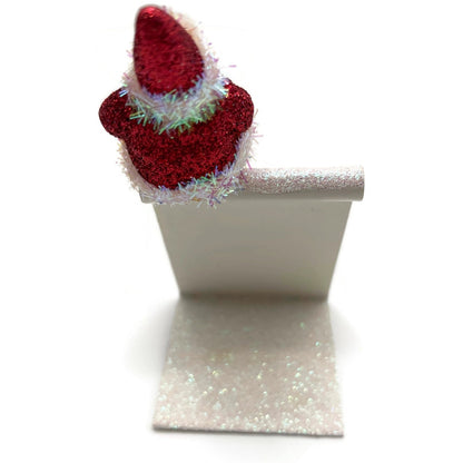Patricia Breen Christmas Is Here Holly Sprig Santa Red Free Standing Ornament