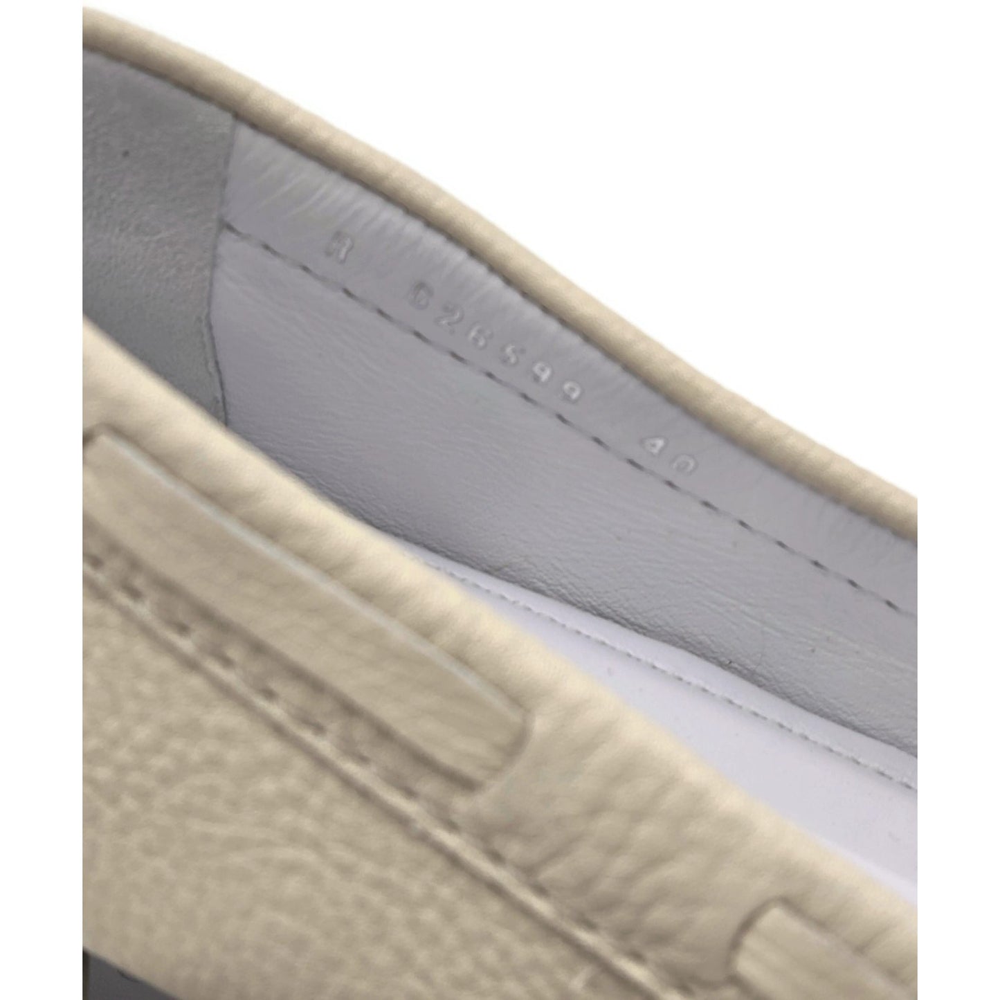 Chanel Womens Moccasin Loafers Ecru Beige Pebbled Leather Tassel Flats Size 40