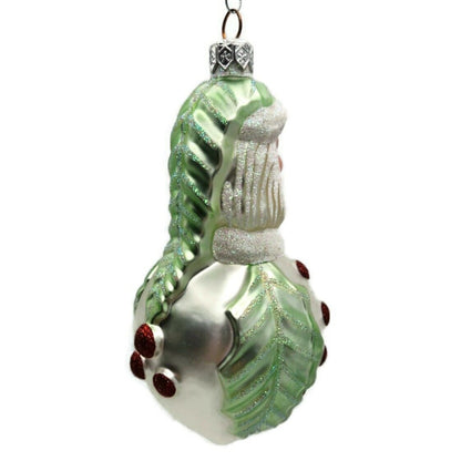 Patricia Breen Hollyberry Santa Pearl Matte Light Green Christmas Tree Ornament