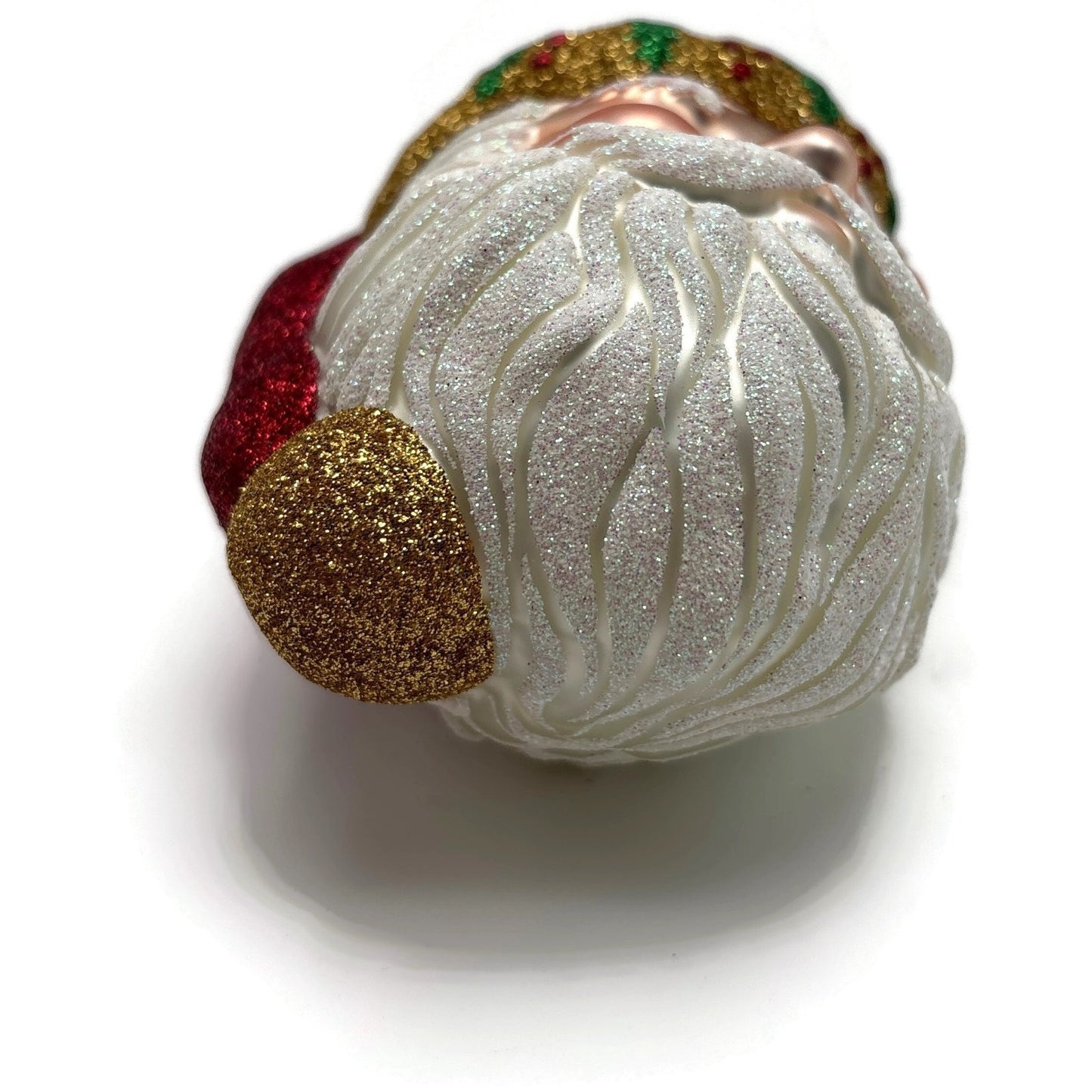 Patricia Breen Morris Santa Red Gold Glittered Holly Christmas Tree Ornament